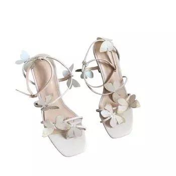 Новые сандалии на шпильке больших размеров с квадратным носком в форме бабочки, женская обувь на высоком каблуке 36 лавандовый