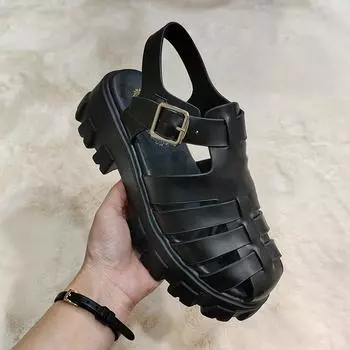 Новые сандалии на толстой подошве, женские сандалии с открытым носком, римские сандалии, женская повседневная пляжная обувь, летние сандалии на платформе, женские 35 белый