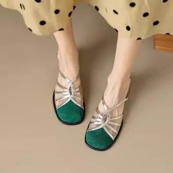 Новые сандалии с круглым носком в тонких тонких ремешках, плетеные, с пряжкой в одну линию, с толстым каблуком, с римским носком 35 синий