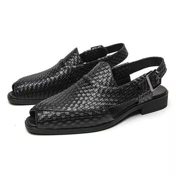 Новые сандалии в британском стиле, мужские летние деловые сандалии для мужчин, повседневная свадебная обувь хорошего качества, мужские модельные туфли в стиле яппи 38 чёрный