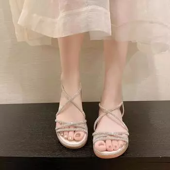 Новые сандалии женские летние повседневные пляжные туфли на плоской подошве толстая подошва универсальная верхняя одежда повседневная обувь для путешествий 36 бежевый