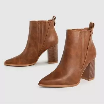 Новые сапоги больших размеров, остроносые, на высоком каблуке, низкие ботильоны, универсальные, изящные, из искусственной кожи, ботинки челси для женщин US5