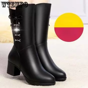 Новые сапоги из искусственной кожи для женщин, модная женская обувь для отдыха на природе, размер 35-40, длинные черные ботинки 35 бордовый