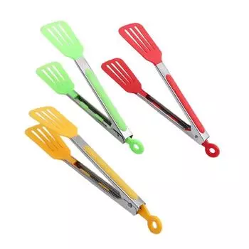 Новые щипцы для еды из нержавеющей стали, зажимы для барбекю, щипцы для сервировки салата и хлеба, кухонные принадлежности, цвет случайный светло-зеленый