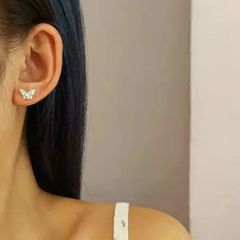 Новые серьги-бабочки из эмали и циркона, модные, изысканные, маленькие серьги, женская бижутерия с шармом