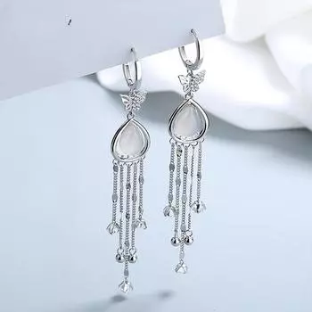 Новые серьги-бабочки с бриллиантами, женственные модные серьги с бахромой, серьги высокого класса оптом