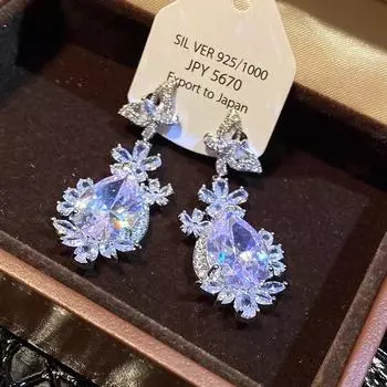Новые серьги-бабочки с цветком и цирконом, легкая роскошь, модные