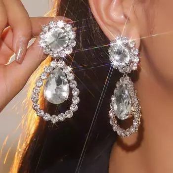 Новые серьги-цепочки с когтями из высококачественного стекла с бриллиантами и кристаллами для женщин, модные и изысканные серьги