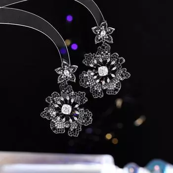 Новые серьги-цветы женские серебряные игольчатые серьги s925 нишевая ювелирная продукция высокого класса циркон роскошь тяжелая промышленность серьги