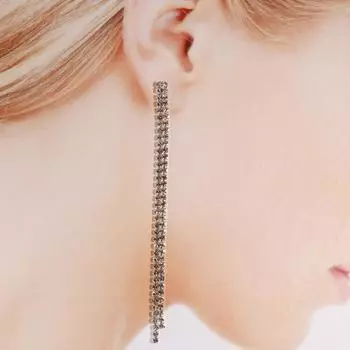 Новые серьги для невесты, бриллианты, гальванизированные стразы, длинные серьги с кисточками, ювелирные изделия, женские свадебные украшения серебряный