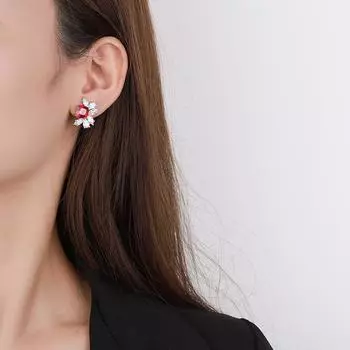 Новые серьги-гвоздики будут менять цвет при фиолетовом освещении, красные корундовые вспышки бриллиантовых серег, серебряные игольчатые серьги s925, модные и продвинутые. розовый