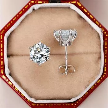 Новые серьги-гвоздики Eternity с 6 когтями, белые серьги-гвоздики с фианитом для женщин, элегантные темпераментные женские аксессуары, вневременные стильные ювелирные изделия