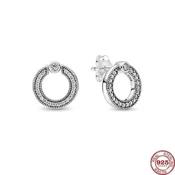 Новые серьги-гвоздики и серьги из стерлингового серебра 925 пробы, круглые серьги-гвоздики с паве для женщин, ювелирные изделия, настоящие подарки