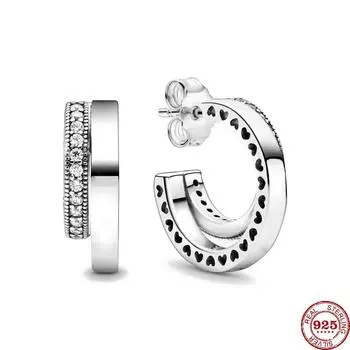 Новые серьги-гвоздики и серьги из стерлингового серебра 925 пробы, полые серьги с подвесками в форме любви для женщин, ювелирные изделия, настоящие подарки