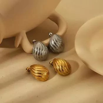 Новые серьги-гвоздики из нержавеющей стали 18-каратного золота с резьбой, женская атмосфера, высокий темперамент, титановая сталь, преувеличенные серьги, модные серьги 18K
