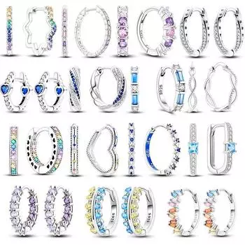 Новые серьги-гвоздики из серебра 925 пробы фиолетового цвета с цветком розы в форме сердца, сияющий синий циркон, оригинальные женские ювелирные изделия для свадебной вечеринки белый