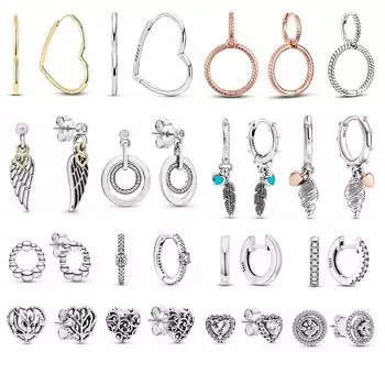 Новые серьги-гвоздики из стерлингового серебра 925 пробы, асимметричные серьги-кольца в форме сердца для женщин, ювелирные изделия в подарок, женские модные серебряные серьги