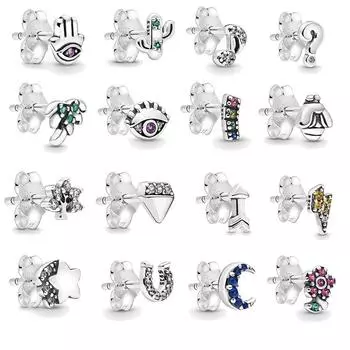 Новые серьги-гвоздики из стерлингового серебра 925 пробы, модные украшения, персонализированный кулон, серьги с кристаллами розового золота, подарки для женщин