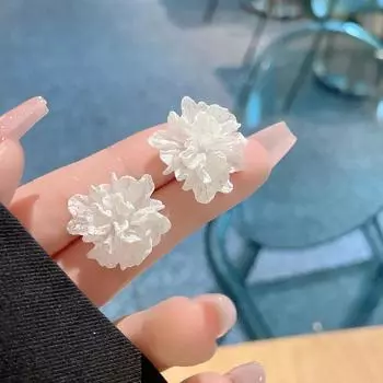 Новые серьги-гвоздики с большими белыми цветами для женщин, индивидуальная мода, уникальный дизайн, свадебные украшения Brincos, оптовая продажа, подарок на день рождения