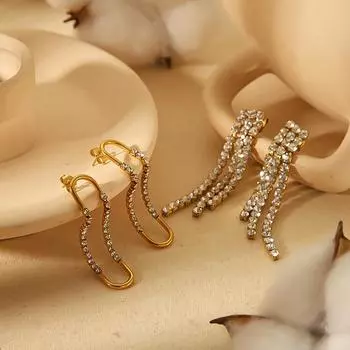 Новые серьги-гвоздики с кисточками, женские легкие роскошные серьги-гвоздики из титановой стали с бриллиантами, серьги из нержавеющей стали в виде колоса пшеницы