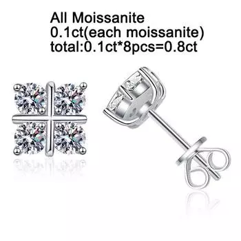 Новые серьги-гвоздики с настоящим муассанитом 0,8 карата, серьги-кольца из чистого серебра 925 пробы с сертификацией, тестер для бриллиантов