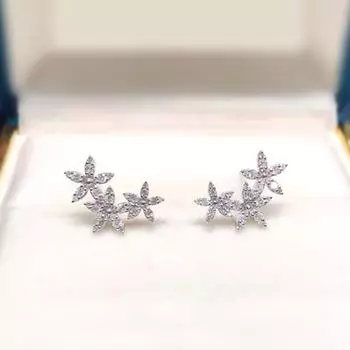 Новые серьги-гвоздики в форме 3 цветов, женские романтические серьги для свадебной вечеринки, пирсинг, высокое качество, серебряный цвет, новые модные ювелирные изделия