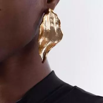 Новые серьги из цинкового сплава, ретро-персонализированные, нерегулярные, гладкие, геометрические серьги золотой