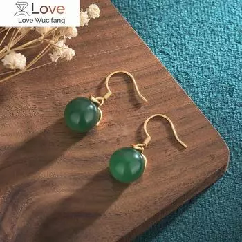 Новые серьги из натурального агата и зеленого халцедона S925 из серебра для женщин, легкие роскошные ювелирные изделия