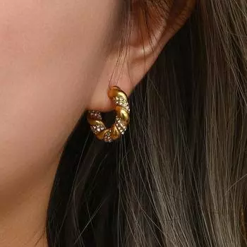 Новые серьги из нержавеющей стали, ювелирные изделия, 18-каратное золото, бриллиантовые серьги в форме буквы C, женские серьги, ювелирные изделия серебряный