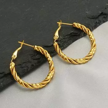 Новые серьги из нержавеющей стали в золотой обертке, нишевый дизайн, универсальные ювелирные изделия, титановая сталь 18 карат, изысканные серьги 18K золотой