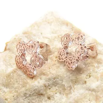 Новые серьги из розового циркония для женщин, милые маленькие свежие цветочные серьги, индивидуальные простые серьги в стиле ретро