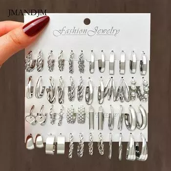 Новые серьги из сплава квадратные геометрические серьги комплект сережек комбинированные серьги ветровой комплект alloy