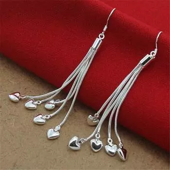 Новые серьги из стерлингового серебра 925 пробы, серьги в форме змеиной кости в форме сердца для женщин, модные украшения, свадебные подарки серебряный