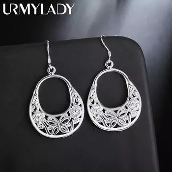 Новые серьги из стерлингового серебра 925 пробы с резными бабочками и цветами, женские модные ювелирные изделия, свадебные необычные серьги ME115