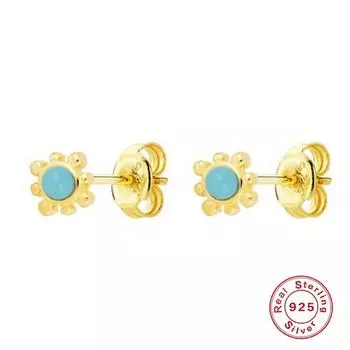 Новые серьги из стерлингового серебра S925 бирюзового цвета с текстурой шампанского, модные серьги-гвоздики в стиле «темперамент» 925 Silver