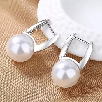 Новые серьги из стерлингового серебра S925 27 мм, элегантные французские круглые жемчужины для женщин, модные серьги, очаровательные свадебные украшения серебряный