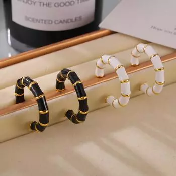 Новые серьги из титановой стали с металлическим покрытием, покрытые 18-каратным золотом, с капающим маслом, модные, индивидуальные, универсальные, сохраняющие цвет серьги из бамбука