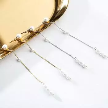 Новые серьги-кабели с жемчугом, длинные серьги-кабели с одним и двумя ушами для женщин, модные корейские украшения для ушей слоновая кость