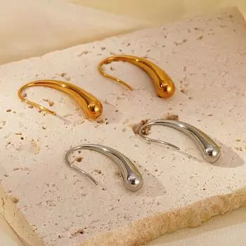 Новые серьги-капли из нержавеющей стали Япония и Корея Модные простые серьги-крючки для ушей Серьги