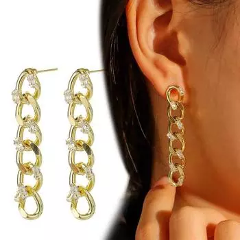 Новые серьги-капли на цепочке с цирконами для женщин, золотые королевские серьги, модные ювелирные изделия для вечеринок, Pendientes