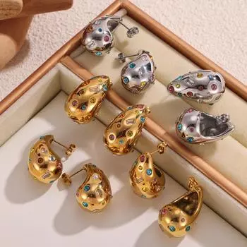 Новые серьги-капли с бриллиантами, не выцветающие, из 18-каратного золота, роскошные серьги-гвоздики из титановой стали для женщин