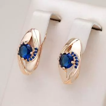 Новые серьги-капли золотого цвета для женщин, винтажные ювелирные изделия с синим цирконом, высококачественные повседневные аксессуары синий