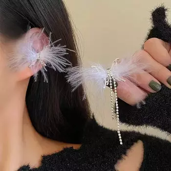 Новые серьги-кисточки с перьями-бабочками, простые проколотые безухие украшения, женские праздничные украшения, аксессуары, подарки как