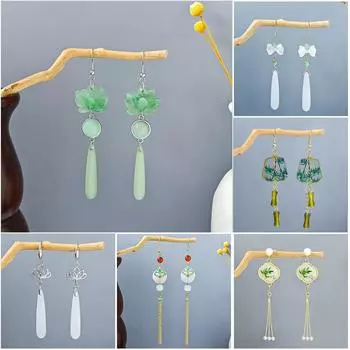 Новые серьги-кисточки в старинном китайском стиле с бусинами, серьги-банты 1