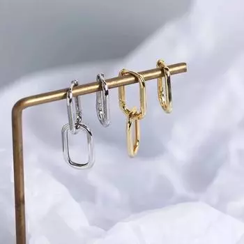 Новые серьги Классические серьги с квадратной пряжкой в японском и корейском стиле Простые серьги с индивидуальностью Дикие серьги Gold