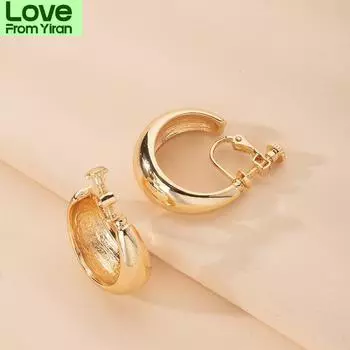 Новые серьги-клипсы из сплава золотого цвета для женщин и девочек, серьги без проколов, ювелирные аксессуары, подарок