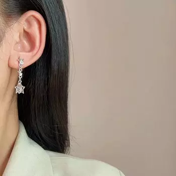Новые серьги-клипсы с бахромой в виде пятиконечной звезды из кристаллов циркония в стиле меньшинств без отверстий для ушей женские ювелирные изделия подарки как