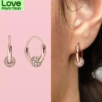 Новые серьги-кольца из стерлингового серебра 925 пробы с блестящими бусинами для женщин, серьги-подвески, серьги-подвески, ювелирные украшения Joyas