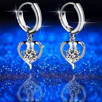 Новые серьги Love Water Drop Серьги Блестящие серьги с цирконием Бриллиантовые короткие женские серьги