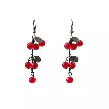 Новые серьги, подходящие друг другу, серьги-кисточки Sweet Temperament, модные длинные серьги Red Cherry Full Temperament красный